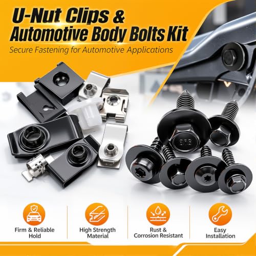 weideer 260PCS M4.2-1.41 M6-1.0 M8-1.25 1/4 Fender Liner Screw U Nut Kit - color: BK+SV M4.2-M8 U Clips+Screws