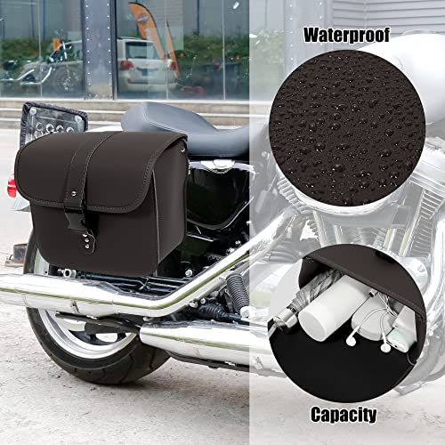 Motoforti Pair Motorcycle Saddlebag Side Tool Bags Cycling Luggage Bag Waterproof Quick Release Buckles - color: Dark Brown