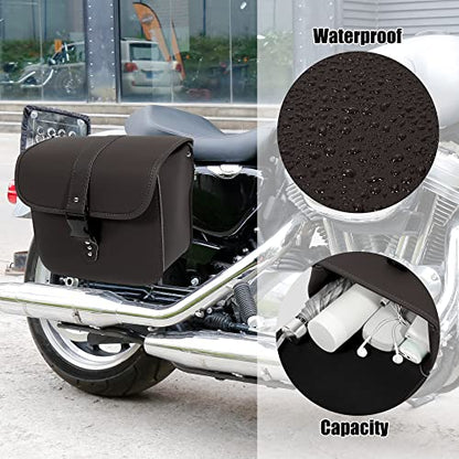 Motoforti Pair Motorcycle Saddlebag Side Tool Bags Cycling Luggage Bag Waterproof Quick Release Buckles - color: Dark Brown