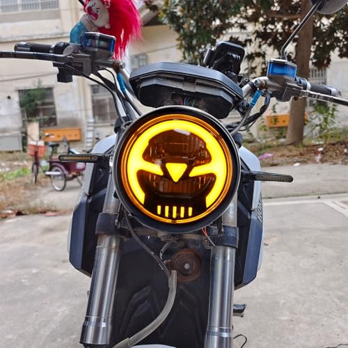 Motorcycle 6.5" LED Headlight DRL High Low Beam Turn Signal Lights Fit For Kawasaki Ninja 250R EX250F Ninja ZX6R ZX63 (Yellow)