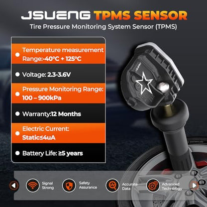 Jsueng Pre-Programmed TPMS Sensor Tire Pressure Monitoring Sensor - size: 13598771-4pcs