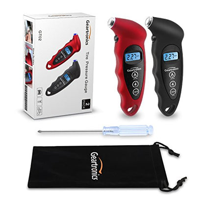 Digital Tire Pressure Gauge 150 PSI 4 Settings with Backlight LCD Tire Gauge for Cars, Motorcycles and Bikes with Non-Slip Grip, 2 Pack