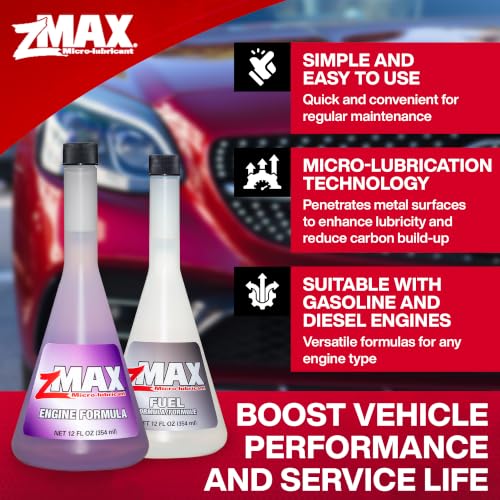 zMAX 58-011 - Engine & Fuel Formula Kit - Easy to Use - Reduces Carbon Build-Up & Lubricates Metal Extending Life of Car or Truck - Runs Efficiently, Improving Gas or Diesel Mileage - 12 oz - 2 Pack - size: Engine & Fuel - 2 Pack