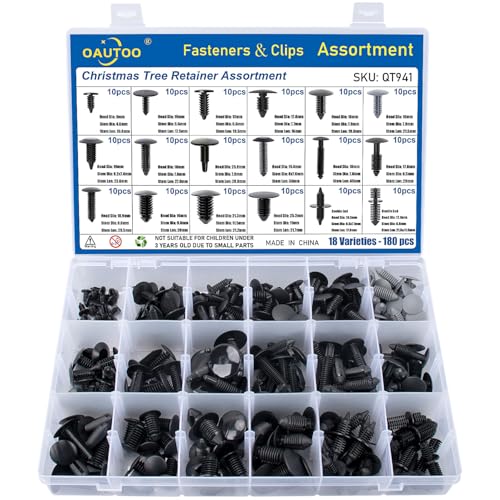 180pcs Single Head Xmas Tree Retainer Clip Assortment Automotive Push Pin Rivets Kit