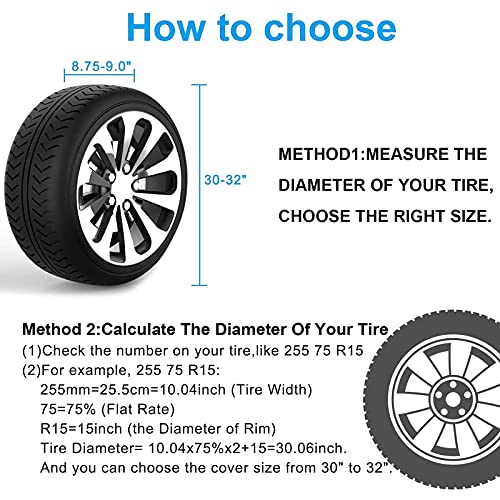 Tire Covers for RV Wheel Set of 4 Non-Woven Wheel Covers Waterproof UV Coating Tire Protectors Universal Fit for RV Trailer Camper Truck Jeep SUV Car Wheel, Fits Tire Diameters 30-32” - size: 30-32”