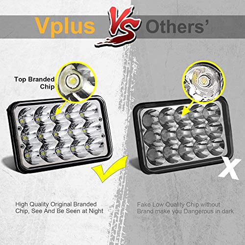 Partsam 4PCS 4x6 LED Headlights Sealed Beam 6x4 H4651 H4666 H4656 Compatible with Kenworth KW 900/Peterbilt 379/Truck/K10 K20 Van RV Camper Headlamp Assembly