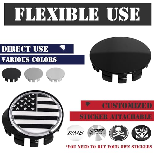 KitsPro 2.4Inch 62MM Wheel Center Caps, Pack of 4 (Gloss Black, Outer 62MM, Inner 56MM) - color: Gloss Black, size: Outer 62MM , Inner 56MM w/ 3.3MM Clip