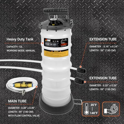 EWK 12L Heavy Duty Manual Oil Extractor/Dispenser Pump - size: 12L (With Reinforced Tank)