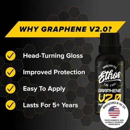 Ethos Handcrafted Car Care Graphene Matrix Coating with Applicator - Graphene Ceramic Coating | 5+ Years of Protection | Incredible Hydrophobic - Revolutionary Graphene Nanotechnology - color: V2.0 - 50ml
