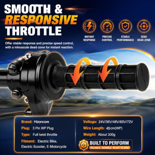 Full Twist Throttle for Macfox, Surron Throttle Grip for HappyRun Qlife - color: Black