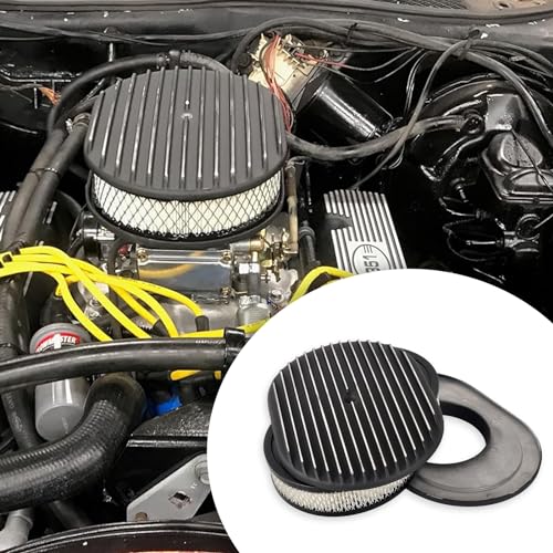 12" Air Cleaner Kit Black Aluminum Oval Full Finned - color: Black, size: 12"-Oval Fully Finned