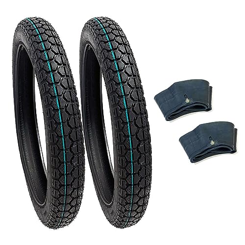 MMG 2.50-16 Motorcycle Tire & Tube Bundle Set of 2, Model P43, Knobby