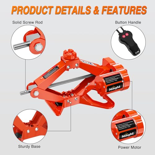 Nilight Electric Car Jack 3 Ton 12V Scissor Lift Jacks with Remote Control - size: 3 T w Remote Control