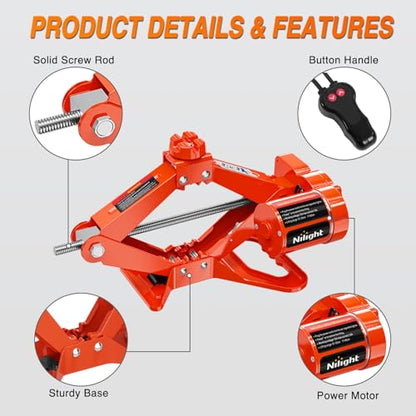 Nilight Electric Car Jack 3 Ton 12V Scissor Lift Jacks with Remote Control - size: 3 T w Remote Control