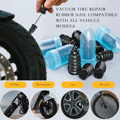60Pcs Tire Repair Rubber Nails Kit with 4 Sizes, Tire Repair, Vacuum Tire Repair Rubber Nail, Screw in Tire Repair Plugs, Tire Rubber Nails Tool, Rubber Nails Tire Repair for Car, Motorcycle, Truck