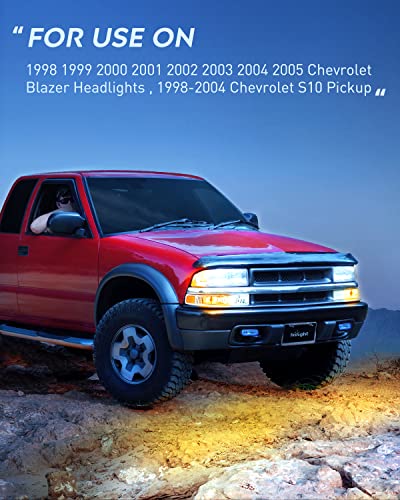 Nilight Headlight Assembly for 1998 1999 2000 2001 2002 2003 2004 2005 Chevy Blazer Headlights 1998-2004 Chevrolet S10 Pickup Replacement Headlamp Housing Bumper Lights - color: Chrome Housing + Amber Reflector