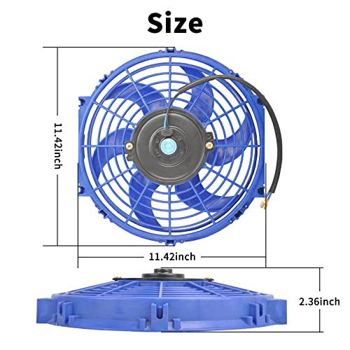 10 Inch Universal Slim Fan Push Pull Electric Radiator 12V 80W High Performance Cooling Fan Mount Kit Blue 2 Pcs - color: Blue, size: 10 Inch-2 Pieces