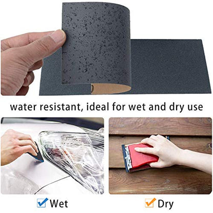 Sandpaper, 48 Sheets, 80-5000 Grit - size: 80-5000 Grit, 48 Sheets, 9 x 3.6 inches