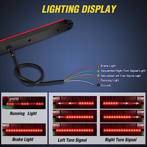 Nilight 16" Trailer Light 12 LED Red Running Brake Sequential Signal Lights - color: 1Pc 16" Red 12LED