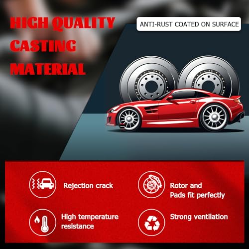 Front Rear Brake Disc Rotors & Ceramic Brake Pads Kit Fit for Chevy Traverse 2009-2017, GMC Acadia 2007-2017, Buick Enclave 2008-2017, Saturn Outlook 2007 2008 2009 2010