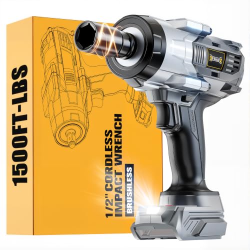 DIYtoolifz 2000N.M 무선 임팩트 렌치 1.3cm(0.5인치) DeWalt 20V와 호환 - color: 회색.