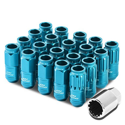 Auto Dynasty M12 x 1.5 Open End Design 16-Piece Aluminum Alloy Wheel Lug Nuts + 4 x Lock Nut + 1 x Lock Nut Key (Light Blue) - color: Light Blue