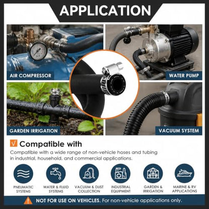 36''(1FT) 27232 11/32 Vacuum Hose with Clamps, (85 PSI) EPDM Vacuum Line, 2 - size: 36''(1FT)