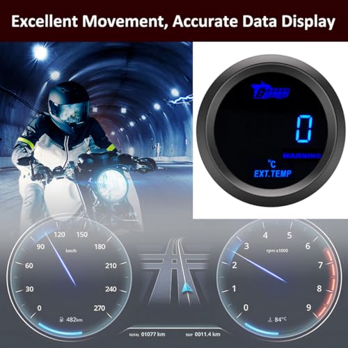 Car Exhaust Gas Temperature Gauge 12V Auto Exhaust Gas Temp Gauge - color: Blue Light Exhaust Gas Temp