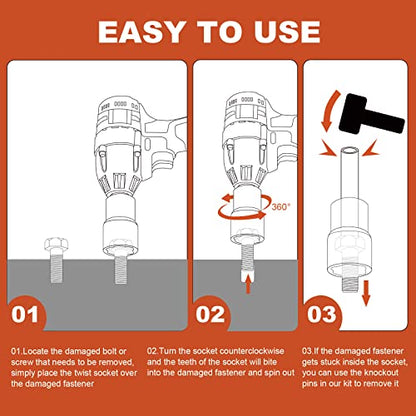 10PCS Lug Nut Removal Tool, 1/2" Drive Bolt Extractor Kit - size: 10-Piece Twist Socket Set