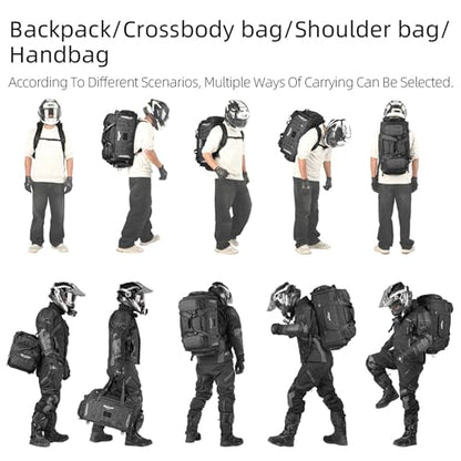 Rhinowalk Motorcycle Tail Bag - Expandable 50-70L Travel Luggage, Sport Saddle Bag, Waterproof Helmet Bag with Rain Cover, Backpack & Molle System-Black - color: Black 50-70L