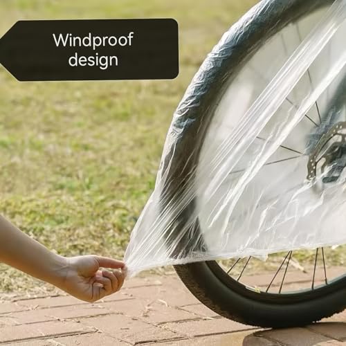 2 Pack Transparent Disposable Bicycle Covers, High Clarity PVC Material, Elastic Closure For Road And Mountain Bikes, Portable Riding Protection Gear - color: 2PCS Transparent