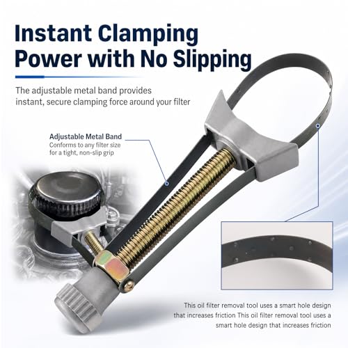 60-120mm Adjustable Oil Filter Wrench,Heavy Duty Oil Filter Strap Wrench