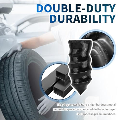 60PCS 4-Size Tire Plug Kit with Screwdriver for Quick Fix Screw-in - color: 4 Size/60pcs
