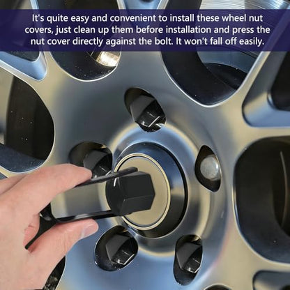 20PCS Car Wheel Lug Nut Covers, Hexagonal Plastic Dustproof Wheel Nut Rim Cover, 17mm Wheel Nut Covers with Removal Tool, Rust-Resistant Car Lugnut Caps for Most Vehicles (Black/17MM) - color: Black/17MM