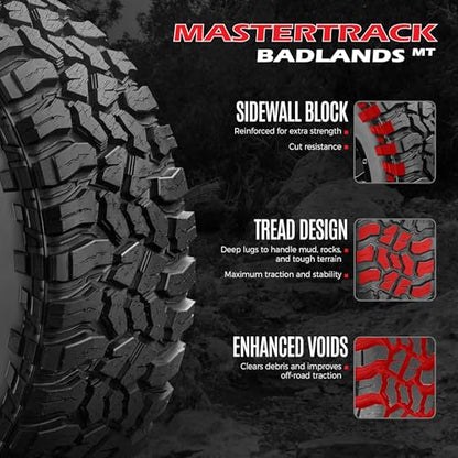 Set of 2 (TWO) Mastertrack Badlands M/T LT275/70R18 125/122Q 10 Ply Tires - size: LT275/70R18