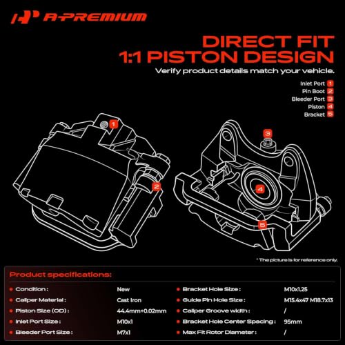 A-Premium Rear Left Driver Disc Brake Caliper with Bracket - style: Rear Driver Side