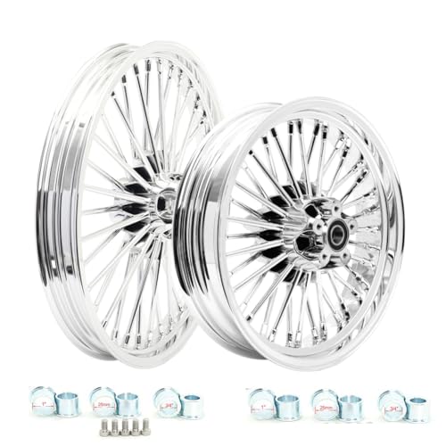 TOFR 21x2.15 16x3.5 Chrome Fat Spoke Wheels For Harley Dyna FXD FXDB 00-05 - color: Chrome, size: Front:21x2.15 Rear:16x3.5