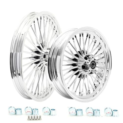 TOFR 21x2.15 16x3.5 Chrome Fat Spoke Wheels For Harley Dyna FXD FXDB 00-05 - color: Chrome, size: Front:21x2.15 Rear:16x3.5