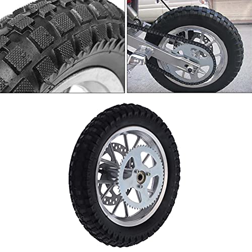 12.5x2.75in Rear Wheel Rim Tire with 12mm Bearing Assembly, Rear Wheel for 2 Stroke Mini Dirt Bike, Rubber Tire Brake Disc Rotor and Sprocket for Dirt Pit Bike (A (silver))