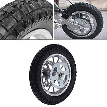 12.5x2.75in Rear Wheel Rim Tire with 12mm Bearing Assembly, Rear Wheel for 2 Stroke Mini Dirt Bike, Rubber Tire Brake Disc Rotor and Sprocket for Dirt Pit Bike (A (silver))