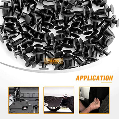 GOOACC 100PCS Nylon Bumper Fastener Rivet Clips 8mm Replacement for GM #21030249, Ford #N807389S VW Auto Push Pin Rivets Automotive Furniture Assembly Expansion Screws Kit - color: 100Pcs Clips 8mm