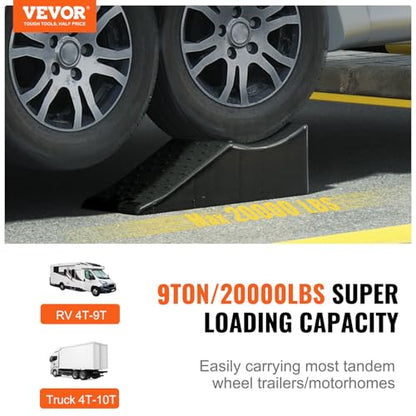 VEVOR 1Piece Vehicle Ramp 20000 lbs/9 Ton Capacity Car Service Ramp, Effortlessly Lift 5.5" High, Durable Nonslip & Portable, for Routine Tire Replacement Repairs, Work with Tandem Wheel Vehicles