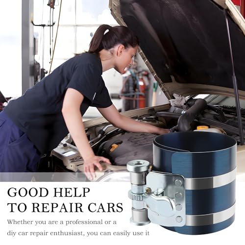 Car Engine Piston Ring Compressor Tool for 60-150mm,Piston Ring Compressor Kit with Piston Ring Pliers Install&Remove Piston Ring,Ring Compressor with Adjustable Screw