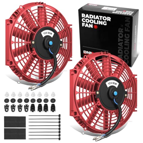DNA Motoring 12 Inch High Performace Electric Cooling Slim Radiator Fan with Mount Kit, Red, 2PCS, RAF-12-RD+FMK-X2 - color: Red-2Pcs, size: 12 Inch