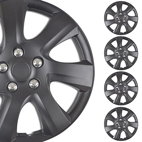BDK Premium 16” Inch Rim Wheel Cover Hubcaps for Cars Trucks SUVs Vans - color: Black