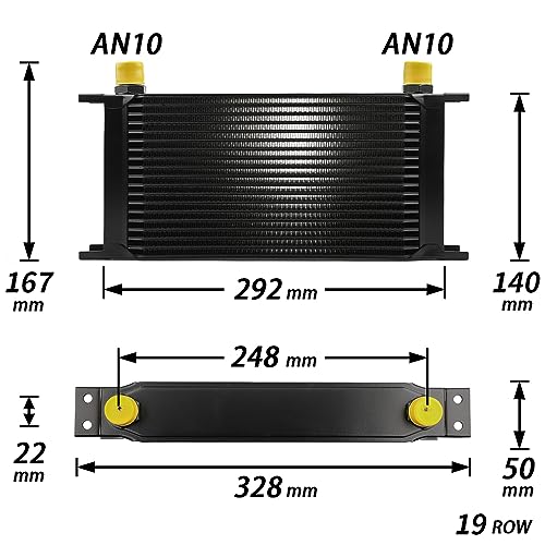 19 Row AN10-10AN Stacked Plate Oil Cooler Aluminium Alloy - color: Oil Cooler, size: 19 Row-BK