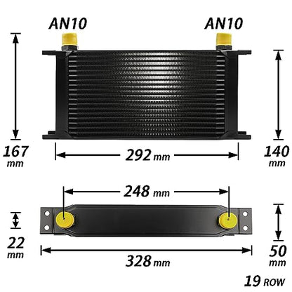 19 Row AN10-10AN Stacked Plate Oil Cooler Aluminium Alloy - color: Oil Cooler, size: 19 Row-BK