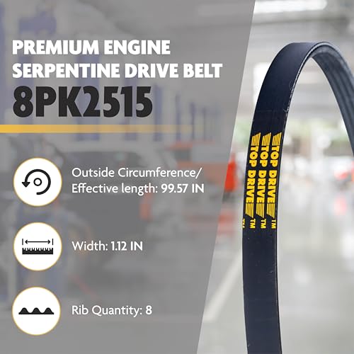 Top Drive, 8PK2515, Premium Engine EPDM Serpentine Belt, 99.57" Length - size: 8PK2515
