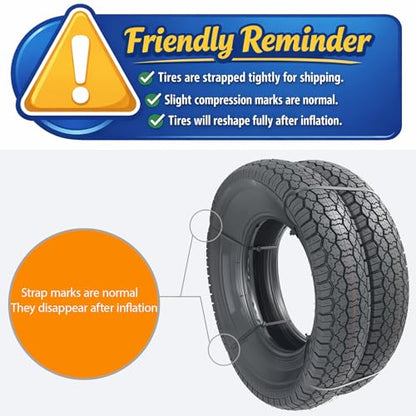 Set of 2 ST205/75D15 Trailer Tires for Utility, Boat & Cargo Trailers, Durable Heavy-Duty Replacement Wheels
