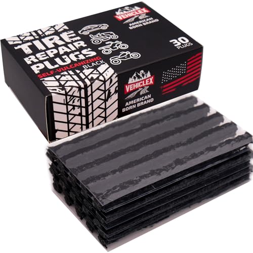 Vehiclex Flat Tire Repair Plugs - 30pcs Heavy Duty Plug and Patch Kit for Emergency Repairs, Black - color: Black, size: 30 pcs